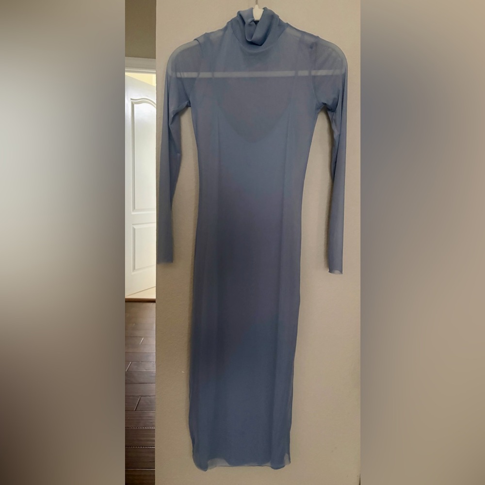 Maternity Long Sleeve Mesh Dress